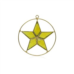 1061401513 Colgante decorativo estrella de concha de capiz amarilla, 16cm | Marco Schreier