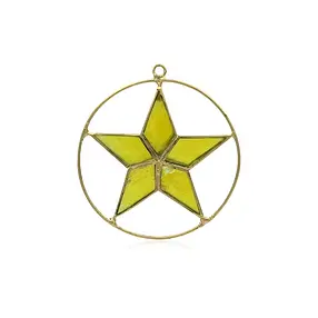 Decorative pendant capiz shell star yellow, 16cm | Marco Schreier