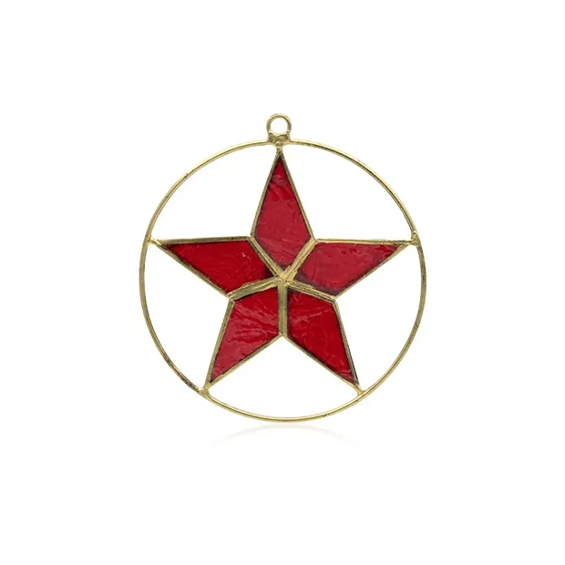 Decorative pendant capiz shell star red, 11.5cm | Marco Schreier