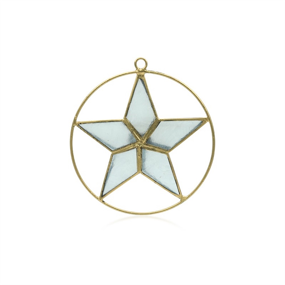 Colgante decorativo Estrella de concha de Capiz blanca, 11,5cm | Marco Schreier