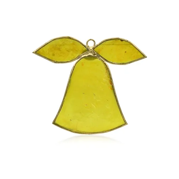 Decorative pendant capiz shell bell yellow, 11.5cm | Marco Schreier