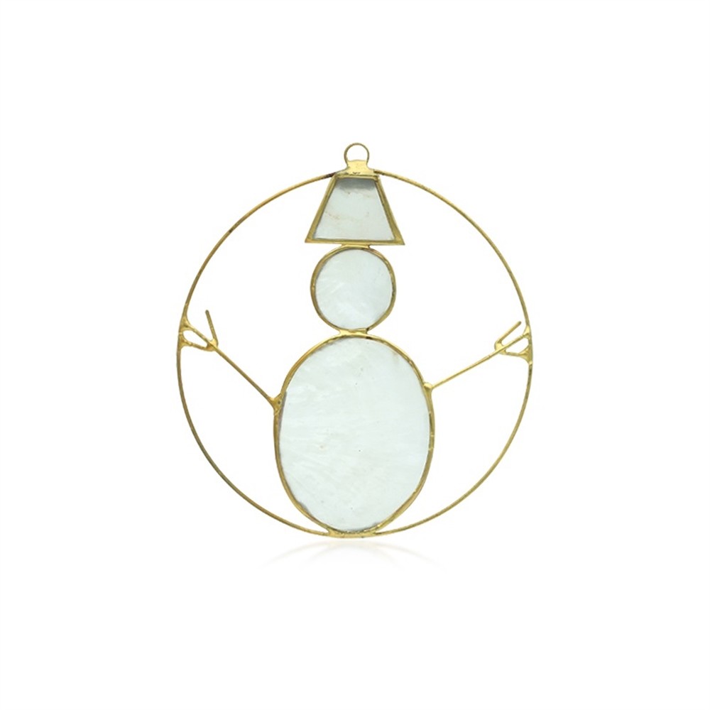 Colgante decorativo capiz shell muñeco de nieve blanco, 11,5 cm  | Marco Schreier