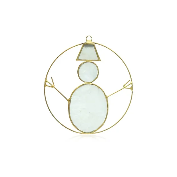 Pendentif décoratif Coquille Capiz Bonhomme de neige blanc, 11,5cm | Marco Schreier