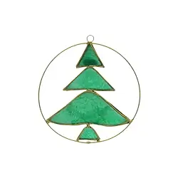 1061401520 Pendentif décoratif Coquille Capiz Sapin vert, 11,5cm | Marco Schreier