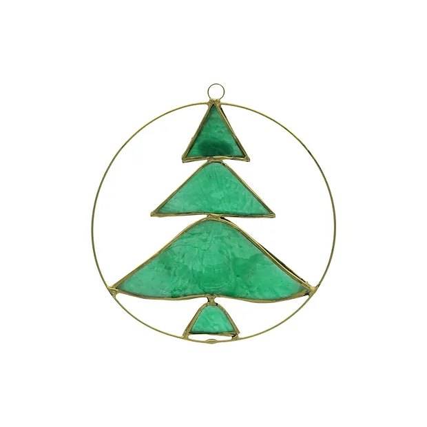 Pendentif décoratif Coquille Capiz Sapin vert, 11,5cm | Marco Schreier
