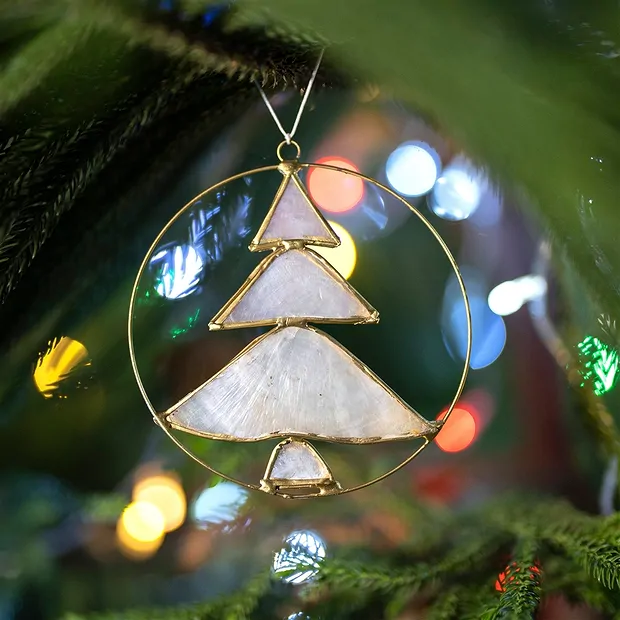 Deko-Anhänger Capiz-Muschel Tannenbaum weiß, 11,5cm  | Marco Schreier