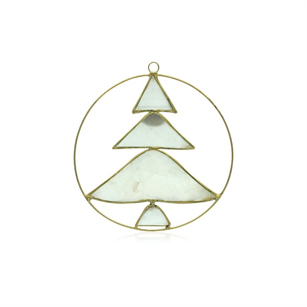 Colgante decorativo Capiz concha árbol de Navidad blanco, 11,5cm  | Marco Schreier