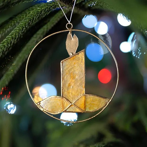 Pendentif Déco Coquille Capiz Bougie orange, 12cm | Marco Schreier