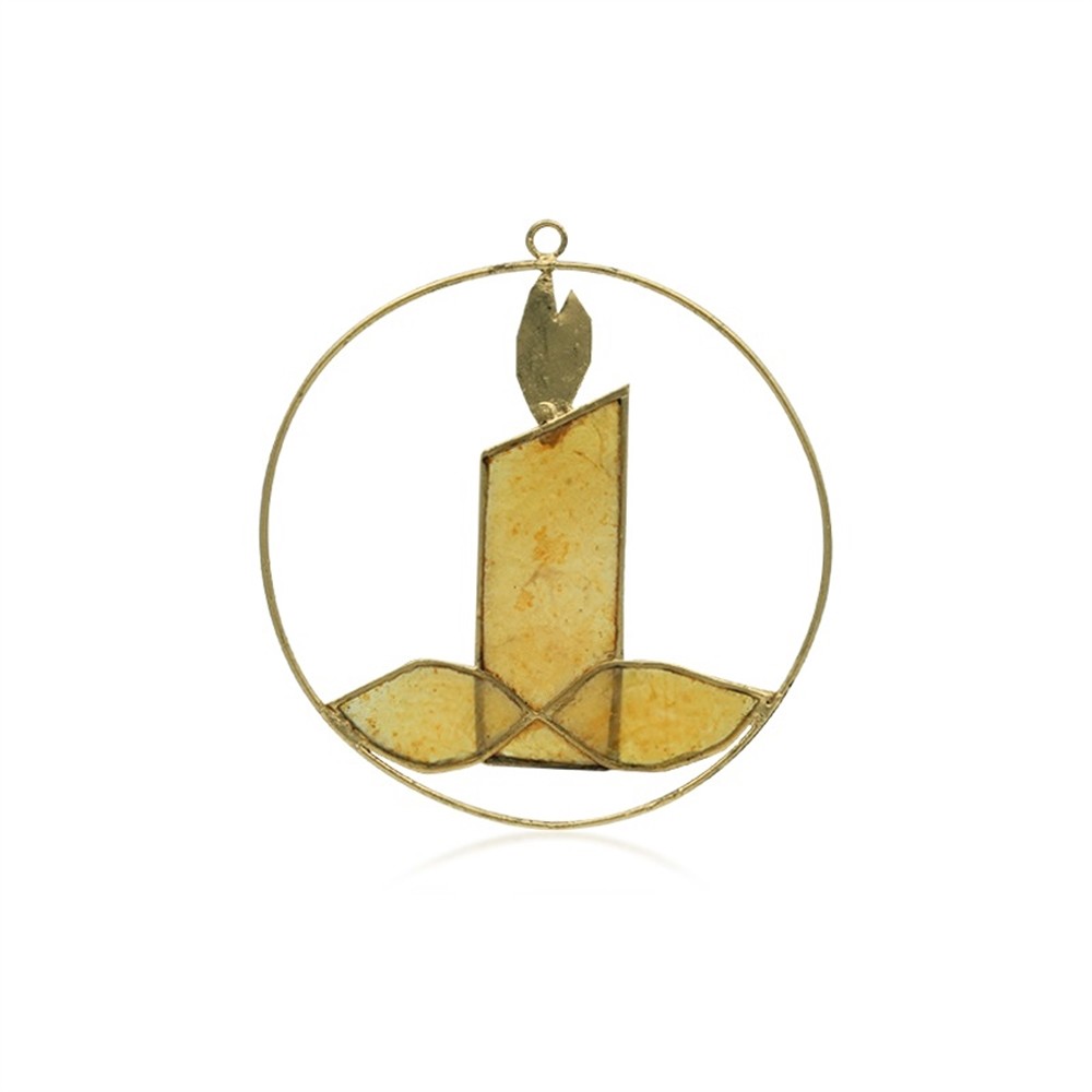 Deko-Anhänger Capiz-Muschel Kerze orange, 12cm  | Marco Schreier