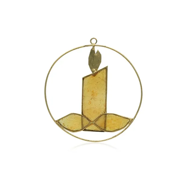 Decorative pendant capiz shell candle orange, 12cm | Marco Schreier