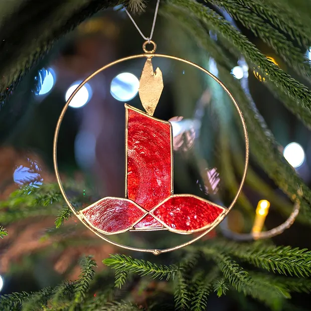Decorative pendant capiz shell candle red, 12cm | Marco Schreier
