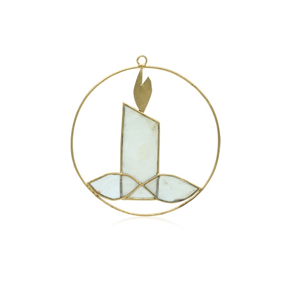 Pendentif décoratif Coquille Capiz Bougie blanche, 12cm | Marco Schreier