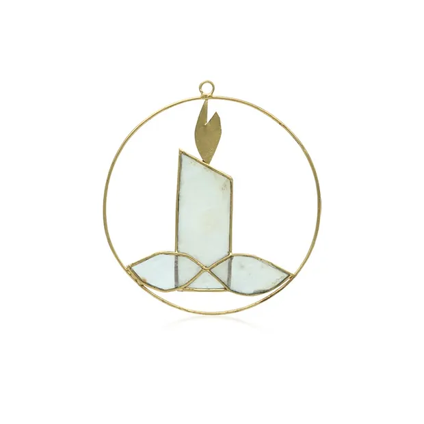 Decorative pendant Capiz shell candle white, 12cm | Marco Schreier