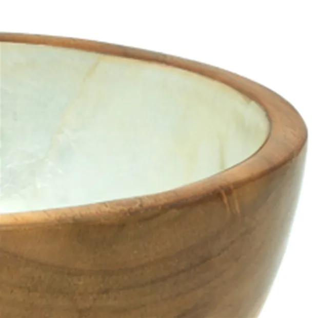 Mother of Pearl bowl, wood, 19cm | wholesaler gems, healing stones & jewelry