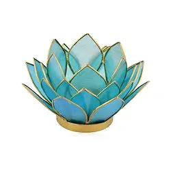 1061405140 Lotos-Teelicht Capiz-Muschel blau | Großhändler Edelsteine, Heilsteine & Schmuck