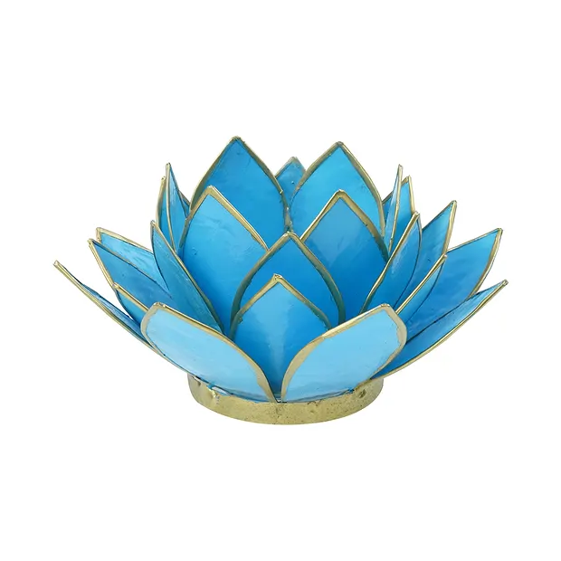 Lotos-Teelicht Capiz-Muschel blau | Großhändler Edelsteine, Heilsteine & Schmuck