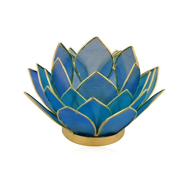Lotos-Teelicht Capiz-Muschel blau | Großhändler Edelsteine, Heilsteine & Schmuck