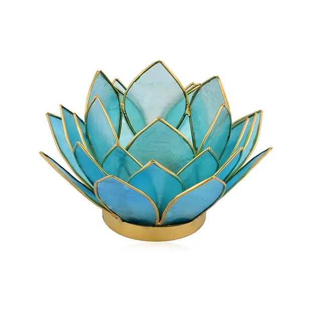 Lotus tea light Capiz shell blue | wholesaler gems, healing stones & jewelry