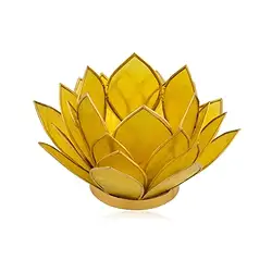 1061405142 Lotus tea light Capiz shell yellow | wholesaler gems, healing stones & jewelry