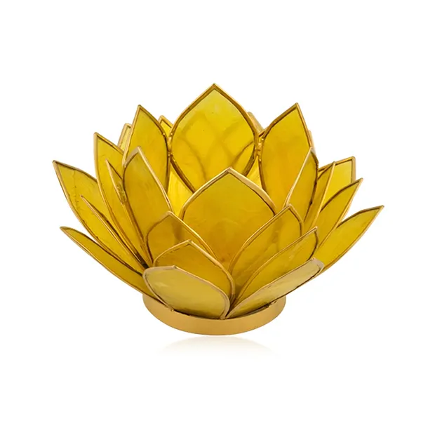 Lotus tea light Capiz shell yellow | wholesaler gems, healing stones & jewelry