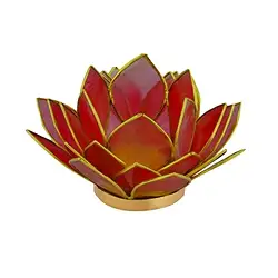 1061405143 Lotus tea light Capiz shell red | wholesaler gems, healing stones & jewelry