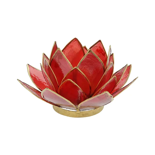 Lotus tea light Capiz shell red | wholesaler gems, healing stones & jewelry