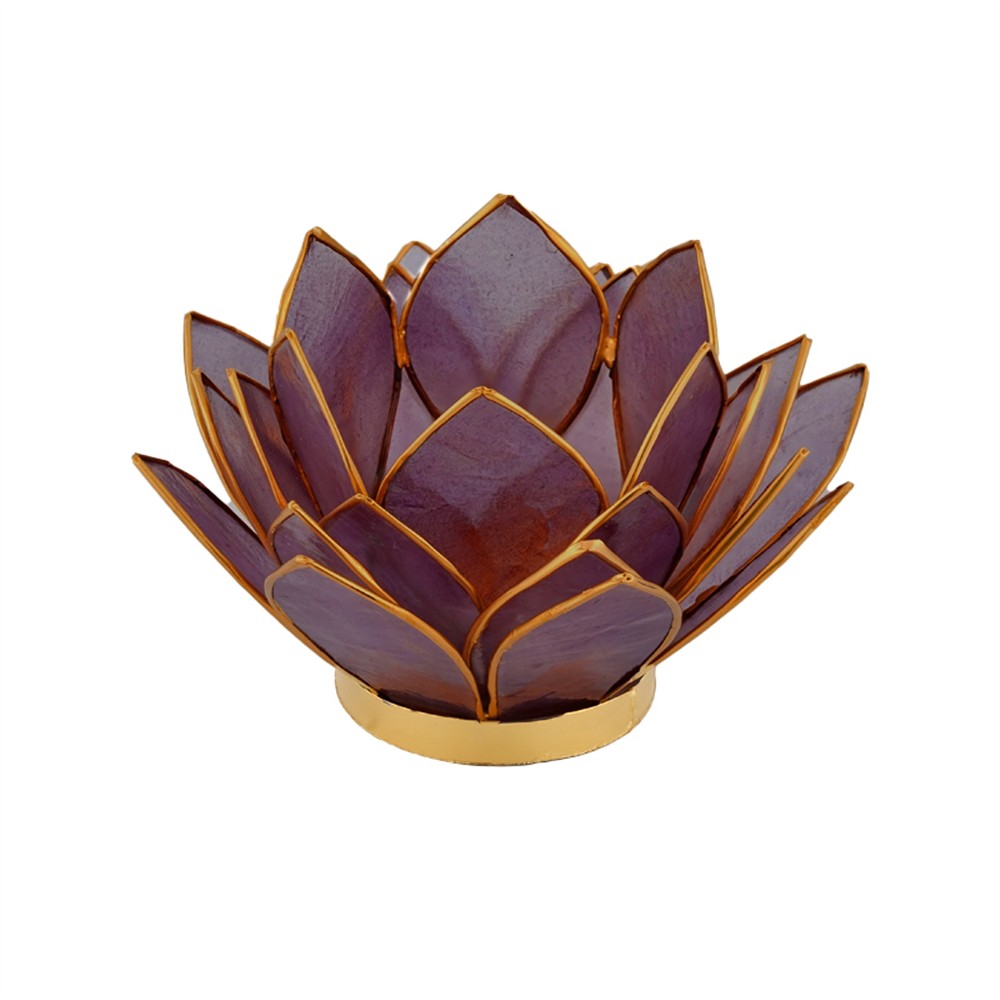 Lotus tea light Capiz shell violet | wholesaler gems, healing stones & jewelry