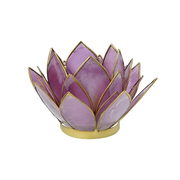 Lotus tea light Capiz shell violet | wholesaler gems, healing stones & jewelry