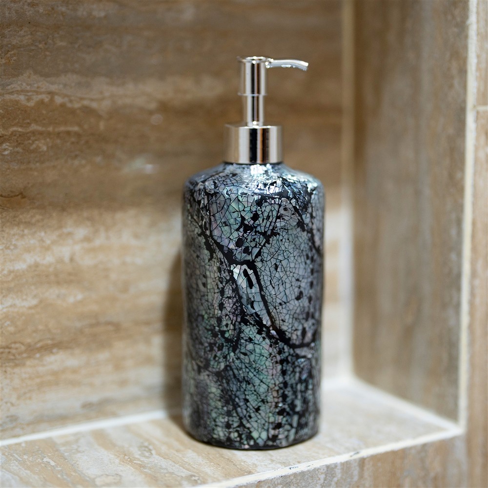 Soap dispenser Paua Shell black, 20cm | wholesale gems, healing stones & jewelry