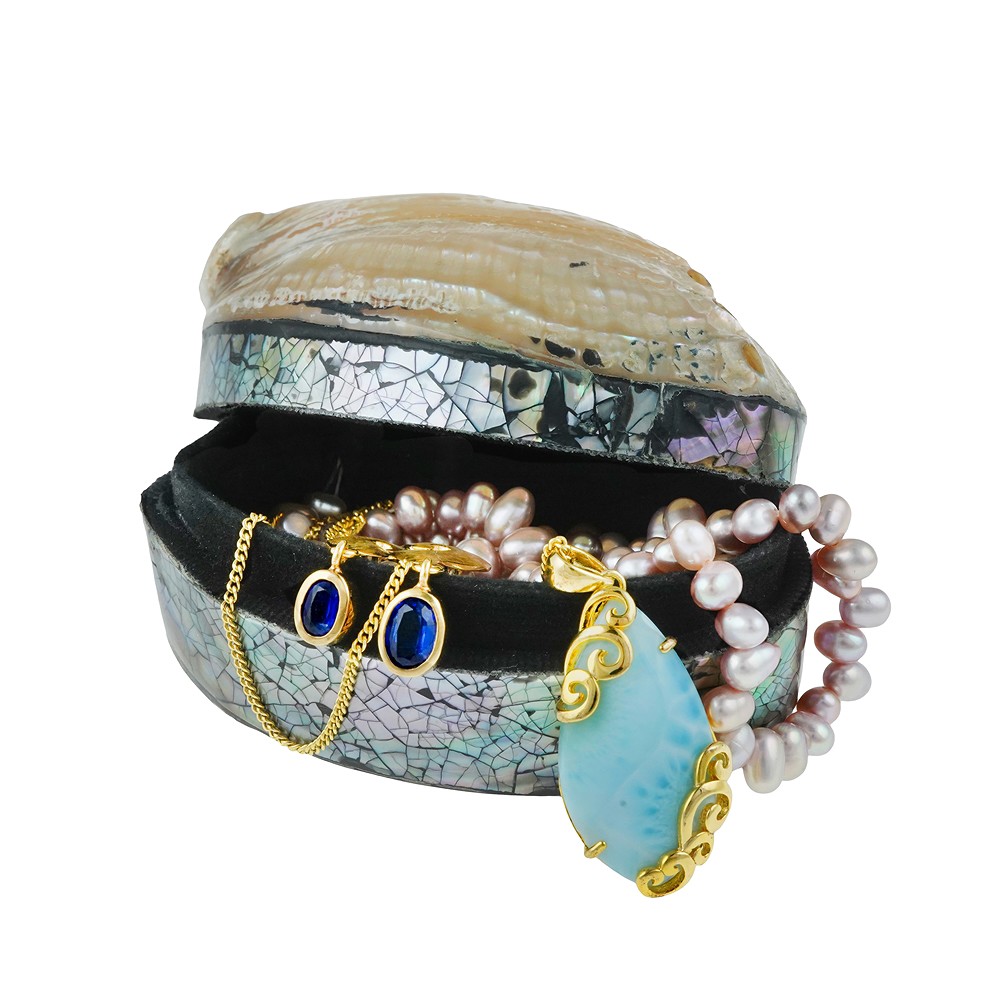 Box shell lid, 06 x 04cm | wholesaler - gems, precious & healing stones, jewelry