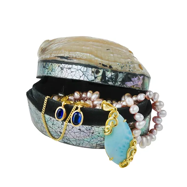 Box shell lid, 06 x 04cm | wholesaler - gems, precious & healing stones, jewelry