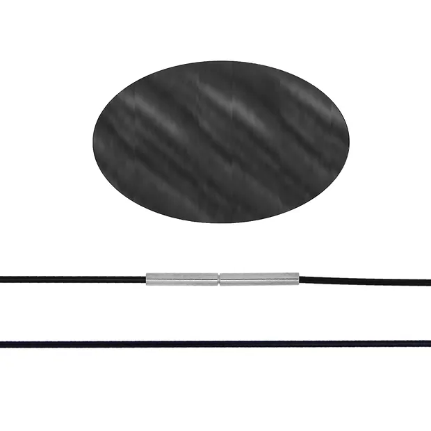 Cerchio d'acciaio con cordino nero spesso, 45 cm, Fermaglio | Marco Schreier