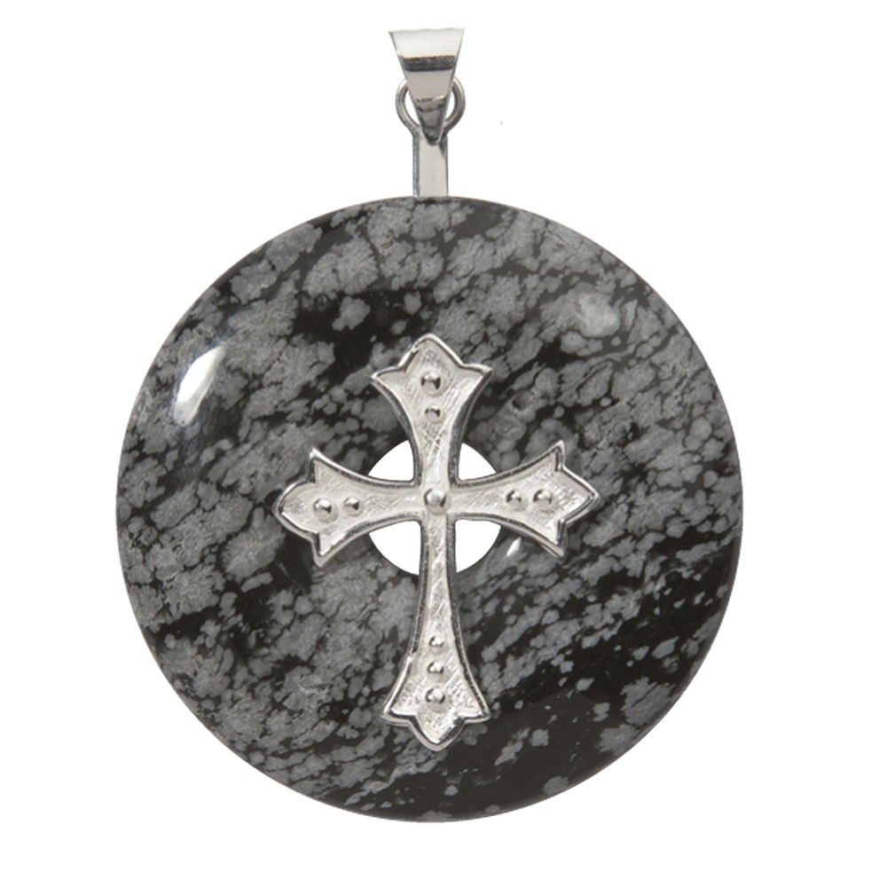 Donut holder cross Silver, for 30 - 40mm donut | gems, healing stones & jewelry