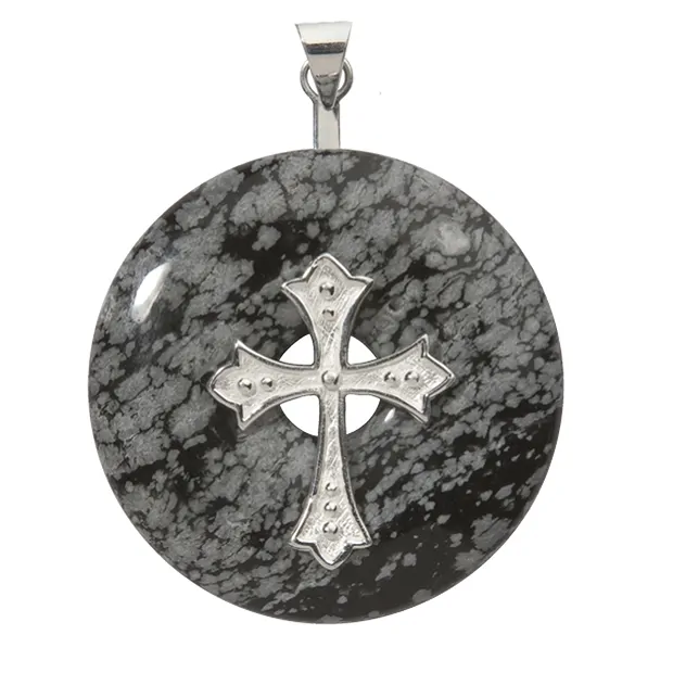 Donut holder cross Silver, for 30 - 40mm donut | gems, healing stones & jewelry