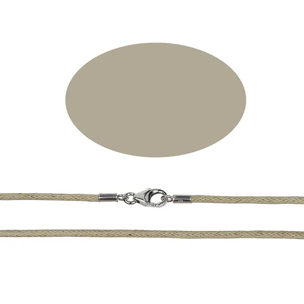 Baumwoll-Collier, beige, 1,5mm x 45cm, Silber | Edelsteine, Heilsteine & Schmuck