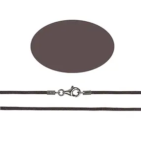 Collar de algodón, marrón oscuro, 1,5 mm x 45 cm, plata | Marco Schreier
