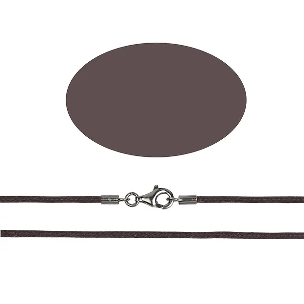 Collar de algodón, marrón oscuro, 1,5 mm x 45 cm, plata | Marco Schreier