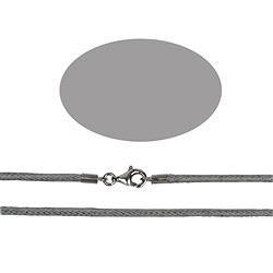 1205016154 Collier en coton, gris clair, 1,5mm x 45cm, Fermoir argent 925 | Marco Schreier