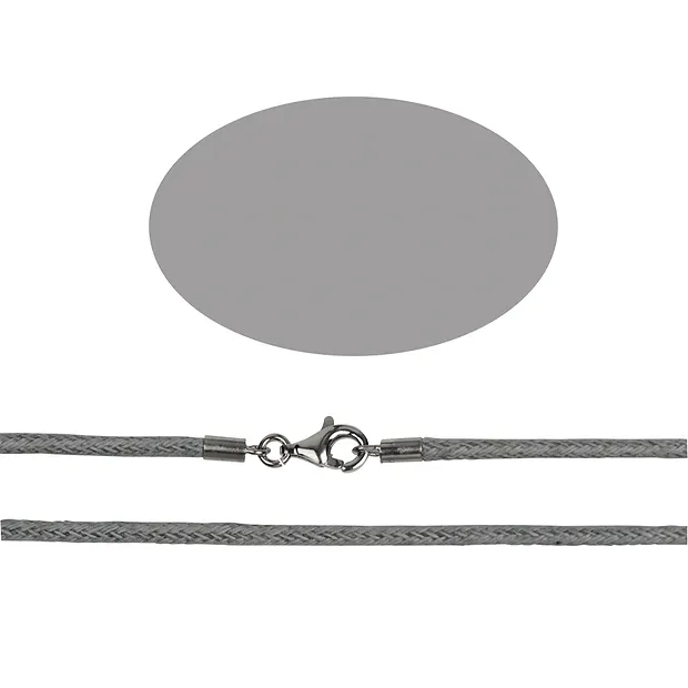 Cotton necklace, light gray, 1.5mm x 45cm, Clasp silver 925 | Marco Schreier