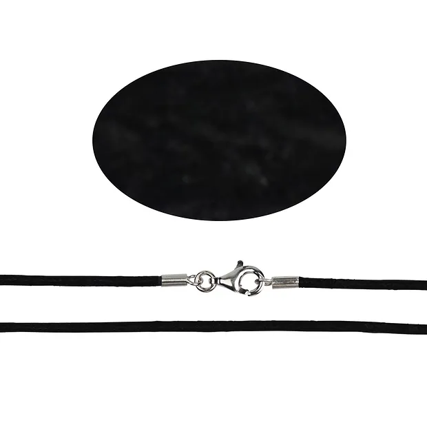 Collar de algodón, negro, 1,5 mm x 50 cm, plata | Marco Schreier