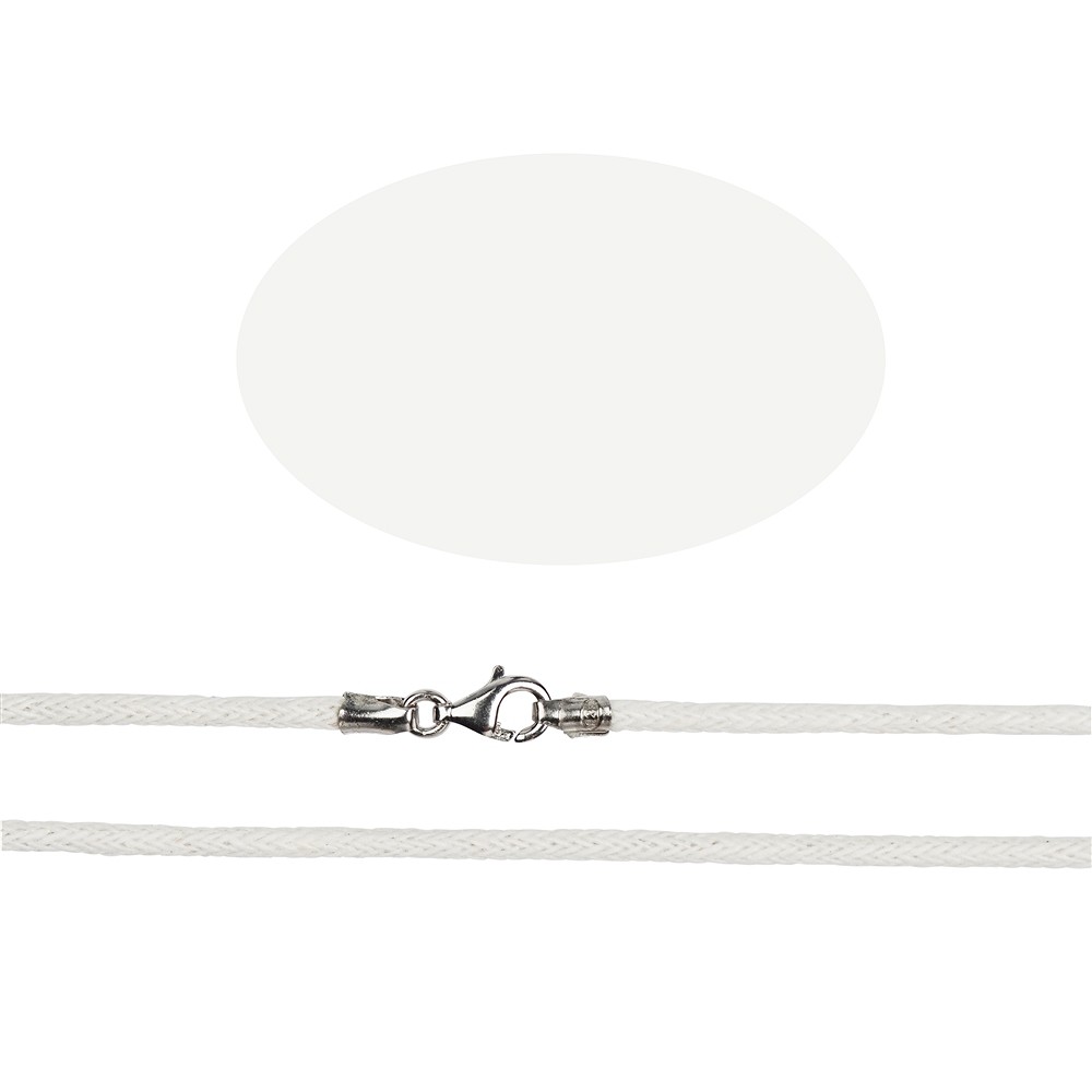 Cotton necklace, white, 1.5mm x 45cm, Clasp silver 925 | Marco Schreier