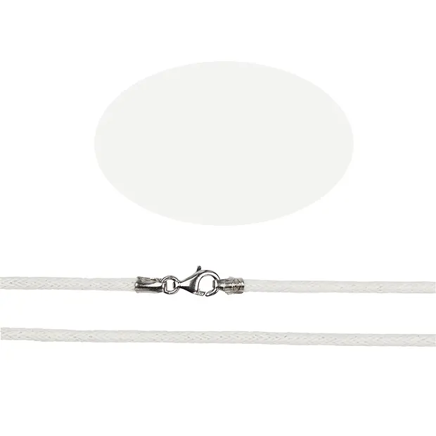 Collier en coton, blanc, 1,5mm x 45cm, Fermoirs en argent 925 | Marco Schreier