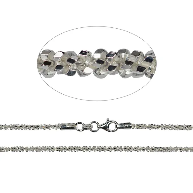 Funkelkette, Silber, 2,3 x 90cm | Großhändler Edelsteine, Heilsteine & Schmuck