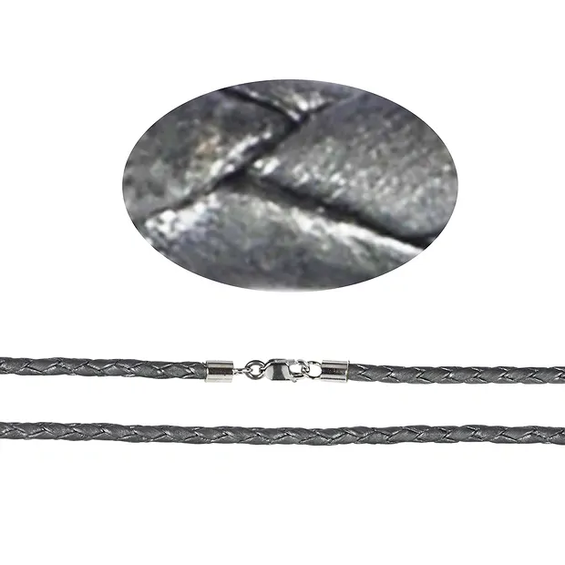 Lederband geflochten silberfarben, 3mm x 45cm | Edelsteine, Heilsteine & Schmuck