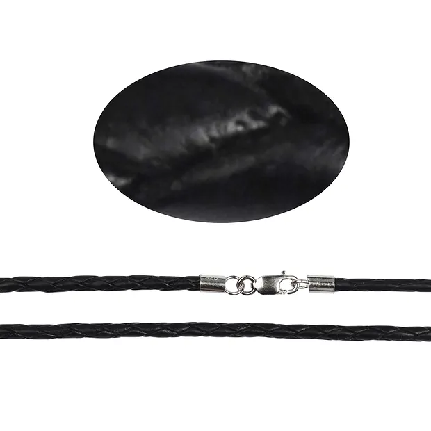 Cordon en cuir tressé noir, 3mm x 50cm | Marco Schreier
