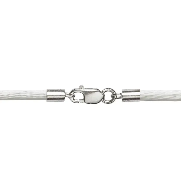 Nylonband, weiß, Silberverschluss, 2mm/45cm | Edelsteine, Heilsteine & Schmuck