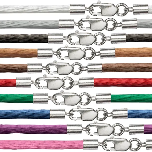 10 nylon straps with silver clasp, 2mm x 45cm (10 pcs./ PU) | Marco Schreier