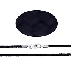 1205700300 Nylonband, schwarz, Silberverschluss, 2mm/ca. 45cm, strukturiert | Marco Schreier