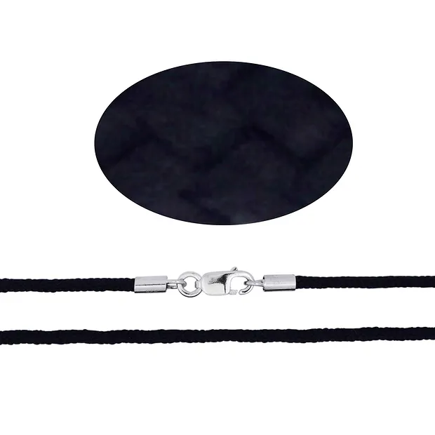 Ruban en nylon, noir, fermeture argent, 2mm/env. 45cm, structuré | Marco Schreier