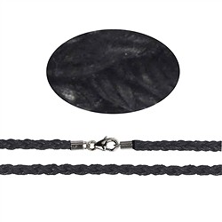 1205700410 Cotton necklace, black, 3.0mm x 45cm, braided, Clasp silver 925 | Marco Schreier